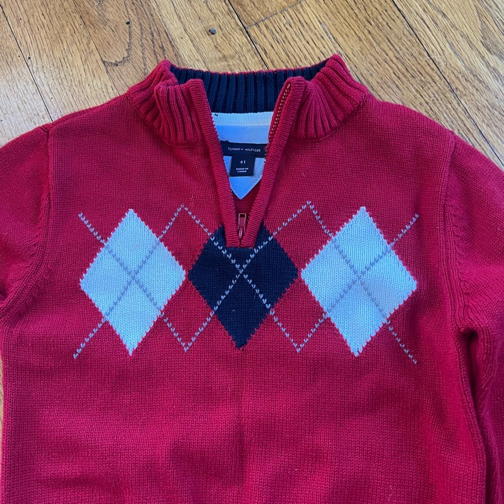 Tommy Hilfiger Red Argyle Sweater